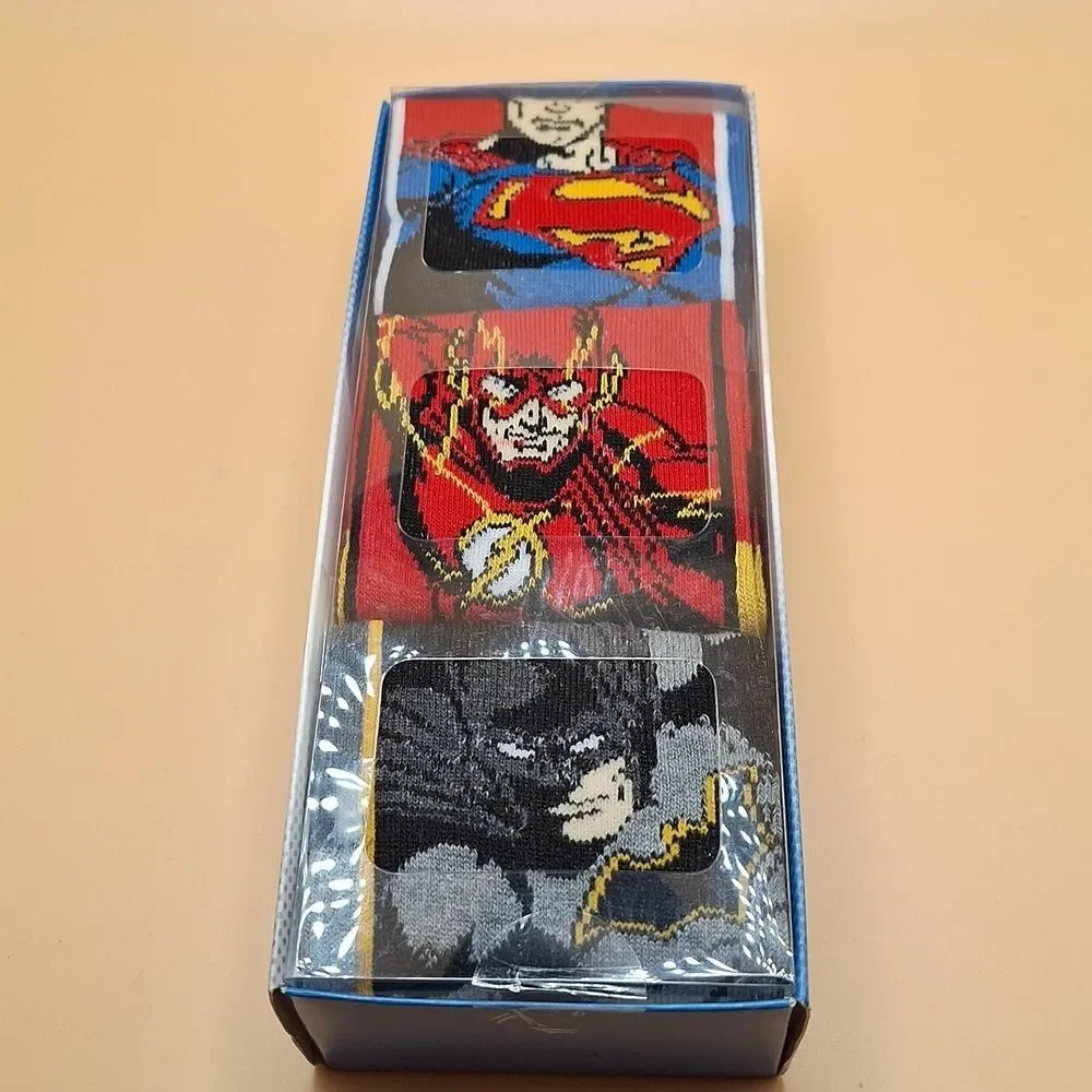 Bioworld DC Comics Justice League Men's The Flash Batman Superman Adult 3-Pack